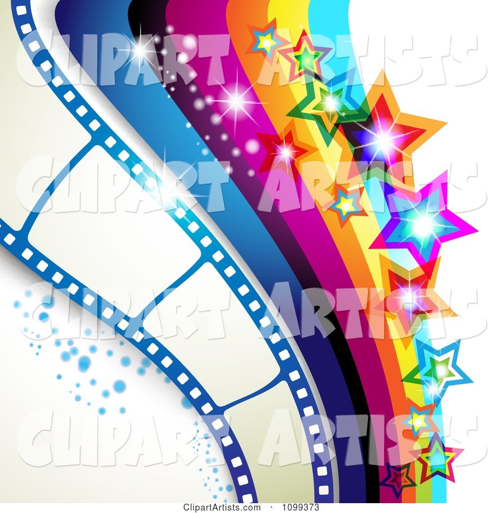 Photography Background of Film Frames Rainbow Waves Sparkles and Stars
