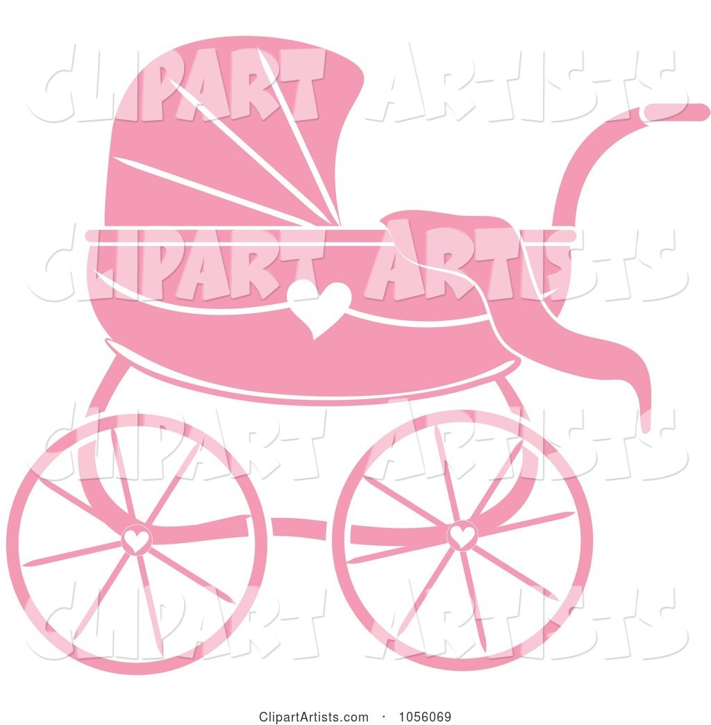 Pink Baby Carriage Pram with a Heart