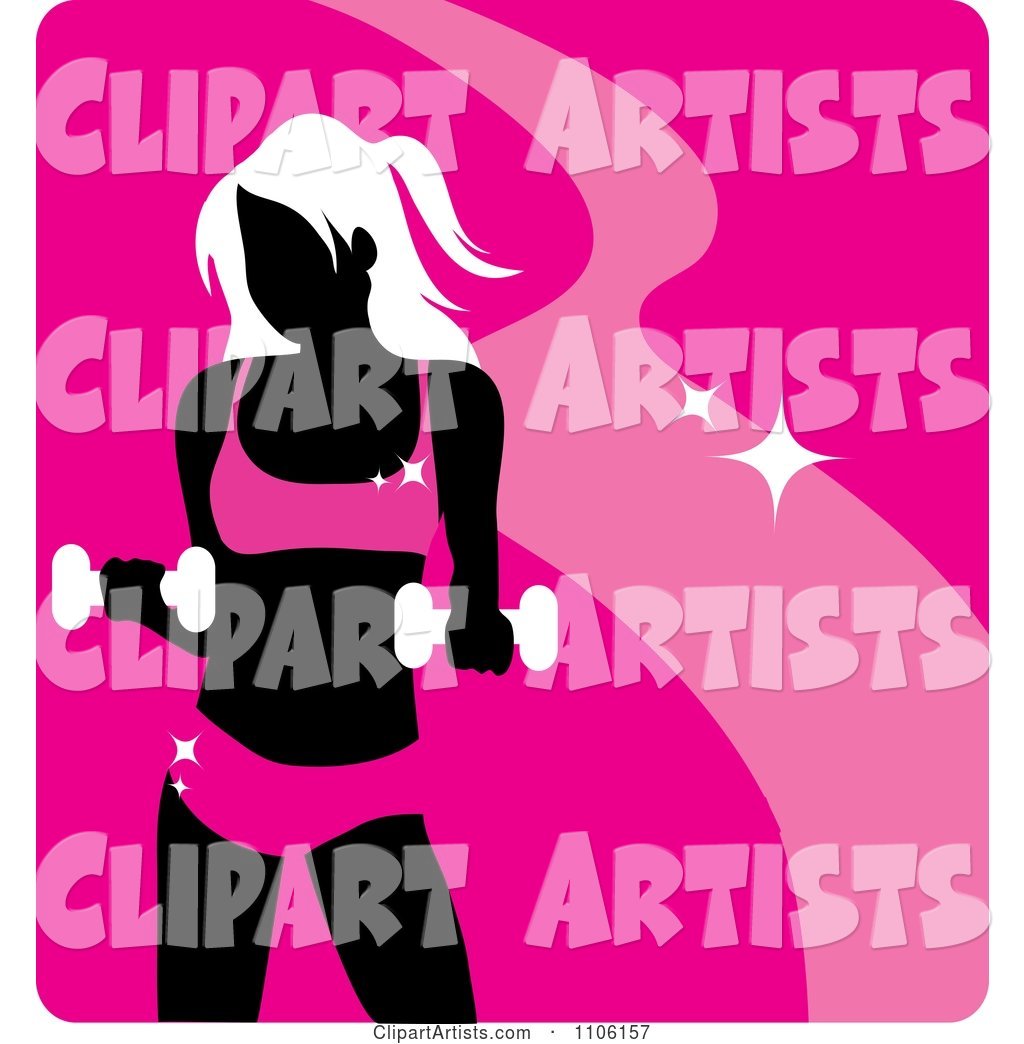 Pink Fitness Avatar with a Woman Working out with Dumbbells