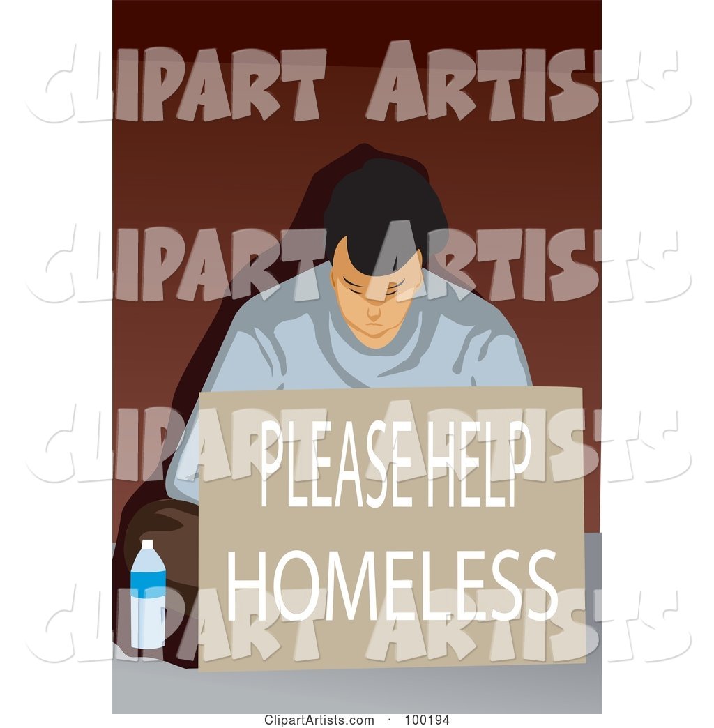 Poor Man Sitting with a Please Help Homeless Sign