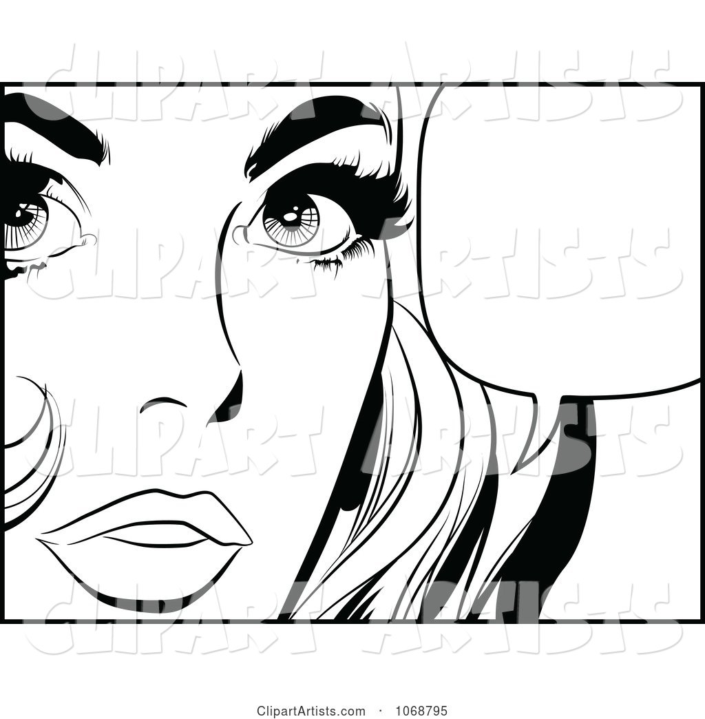 Pop Art Talking Woman in Black and White 3