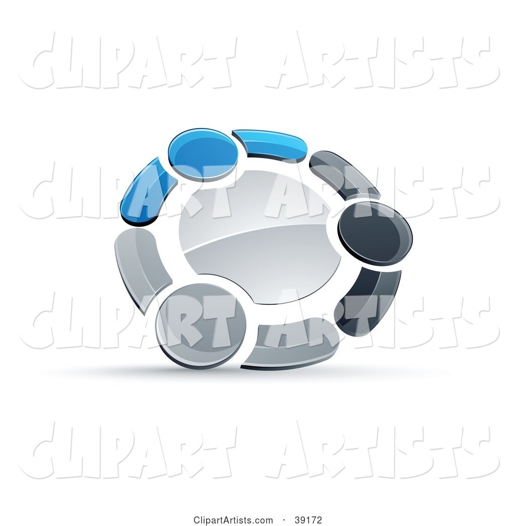 Pre-Made Logo of a Circle of Three Blue, Gray and Black People Holding Hands