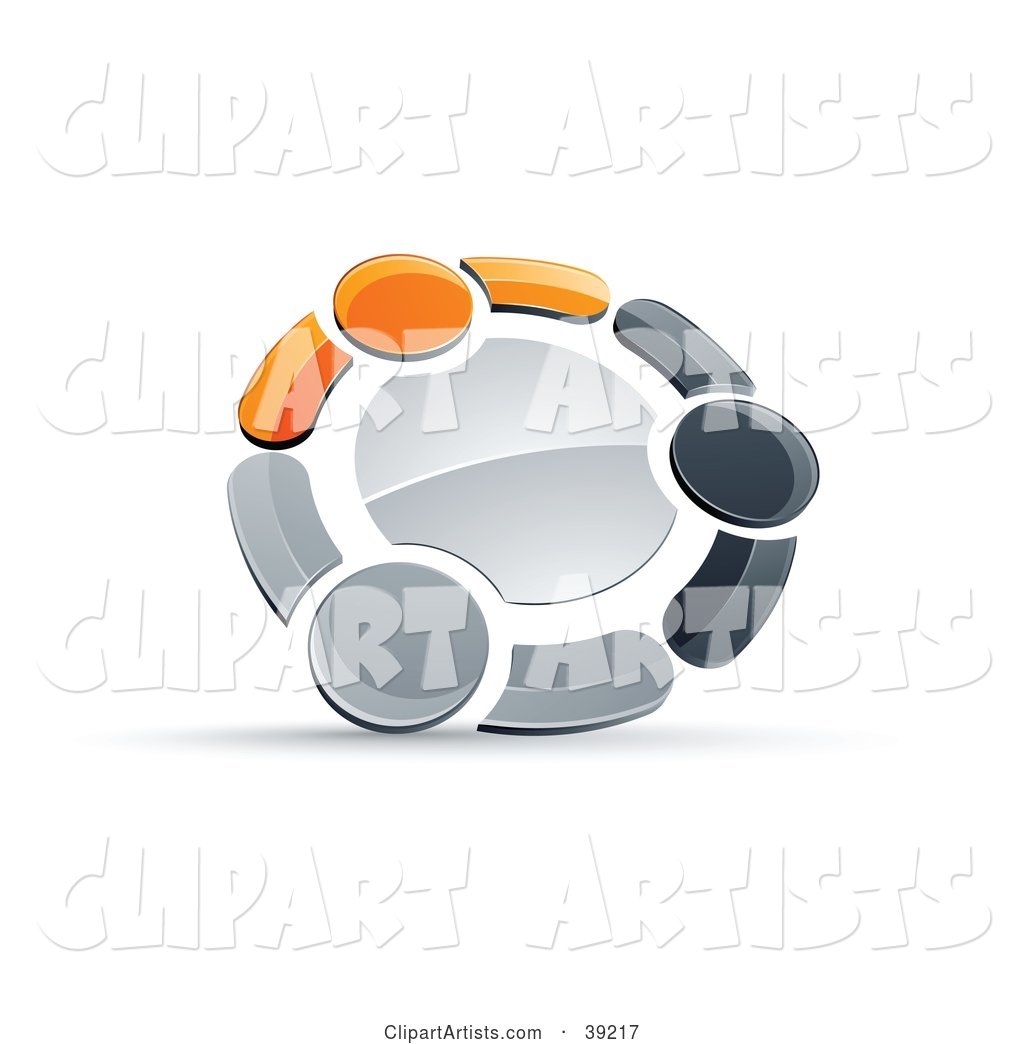 Pre-Made Logo of a Circle of Three Orange, Gray and Black People Holding Hands