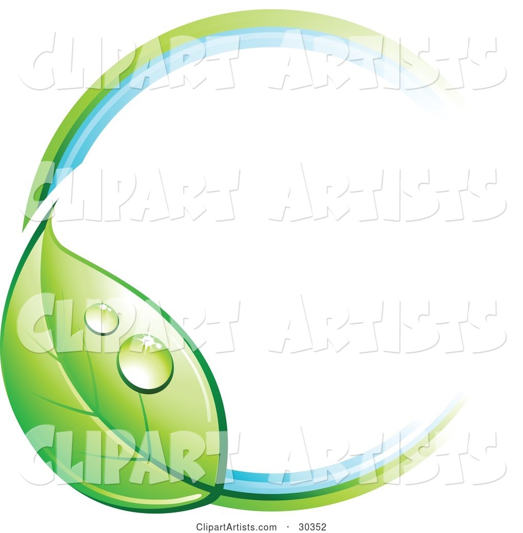 Pre-Made Logo of a Circle with a Dewy Green Leaf