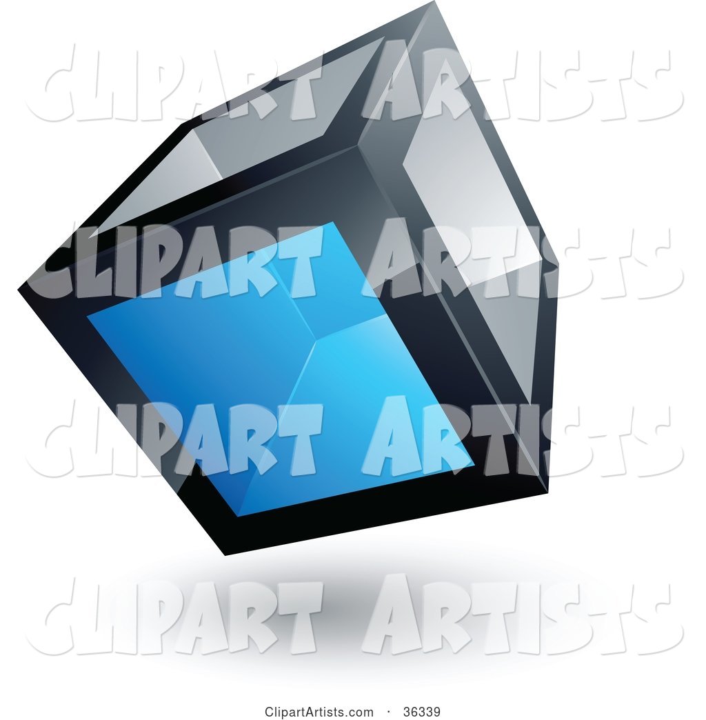 Pre-Made Logo of a Cube with One Blue Transparent Window