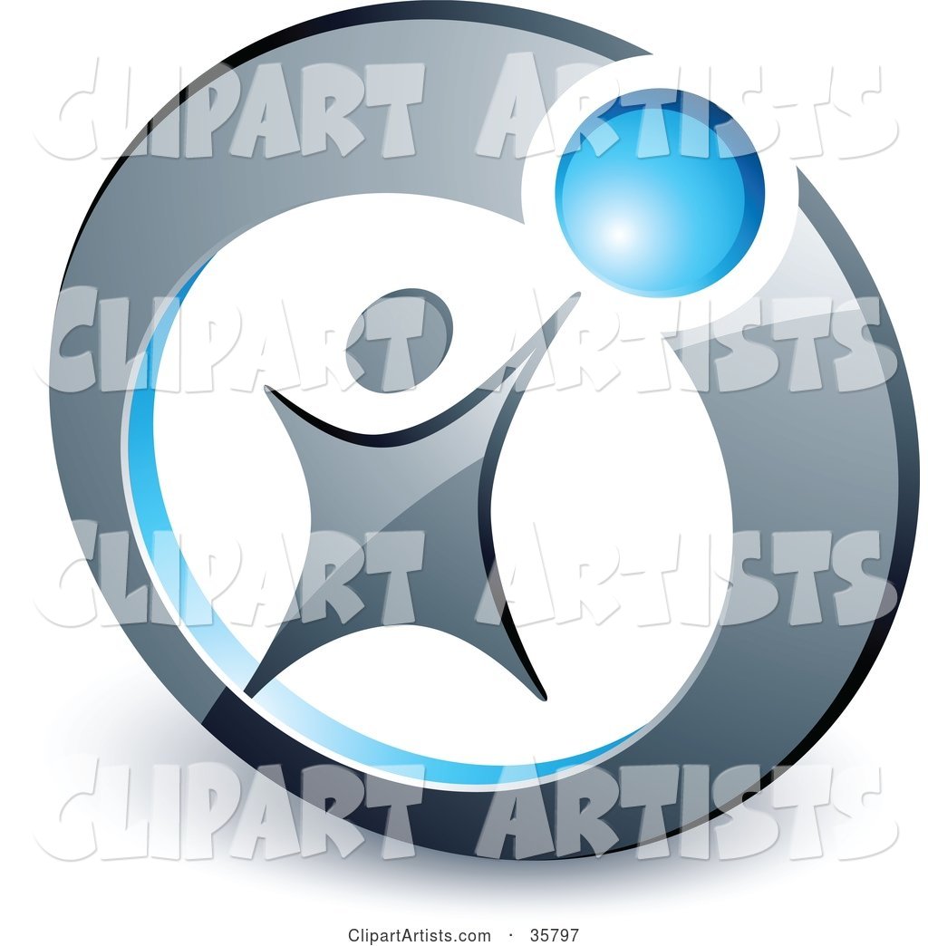 Pre-Made Logo of a Person Reaching up to a Blue Ball in a Circle
