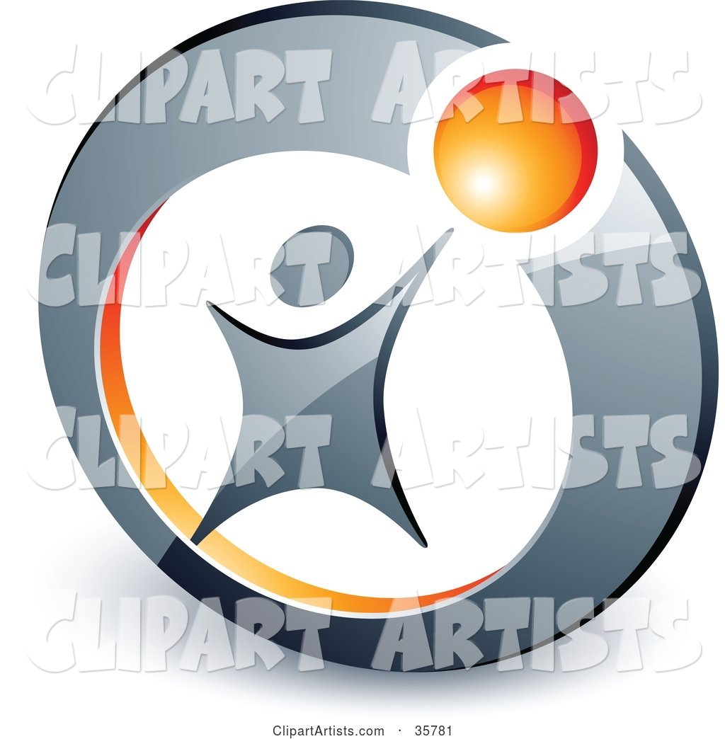 Pre-Made Logo of a Person Reaching up to an Orange Ball in a Circle