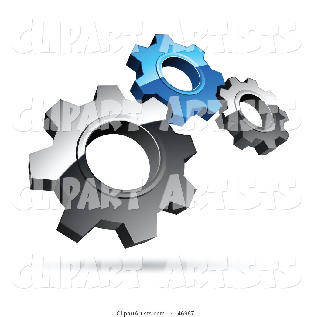 Pre-Made Logo of Silver and Blue Gears