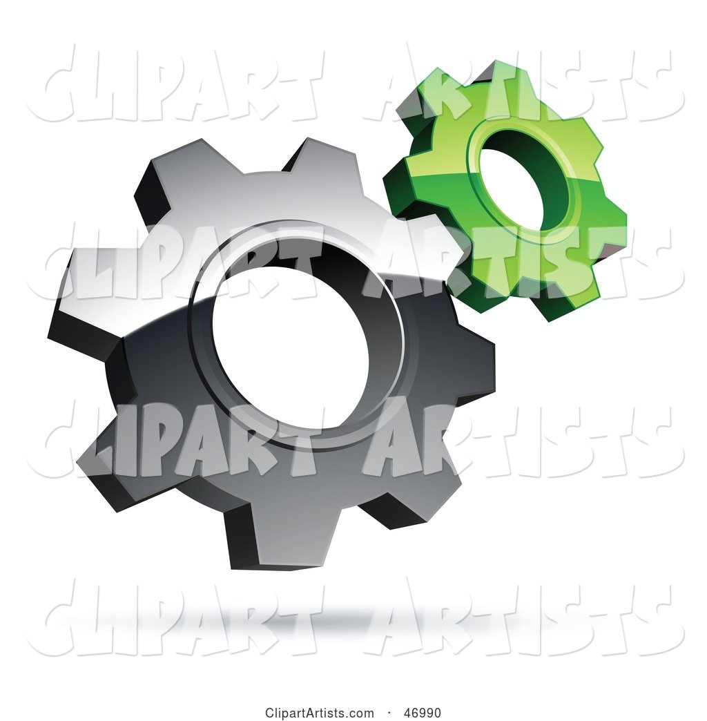 Pre-Made Logo of Silver and Green Gear Cog Wheels