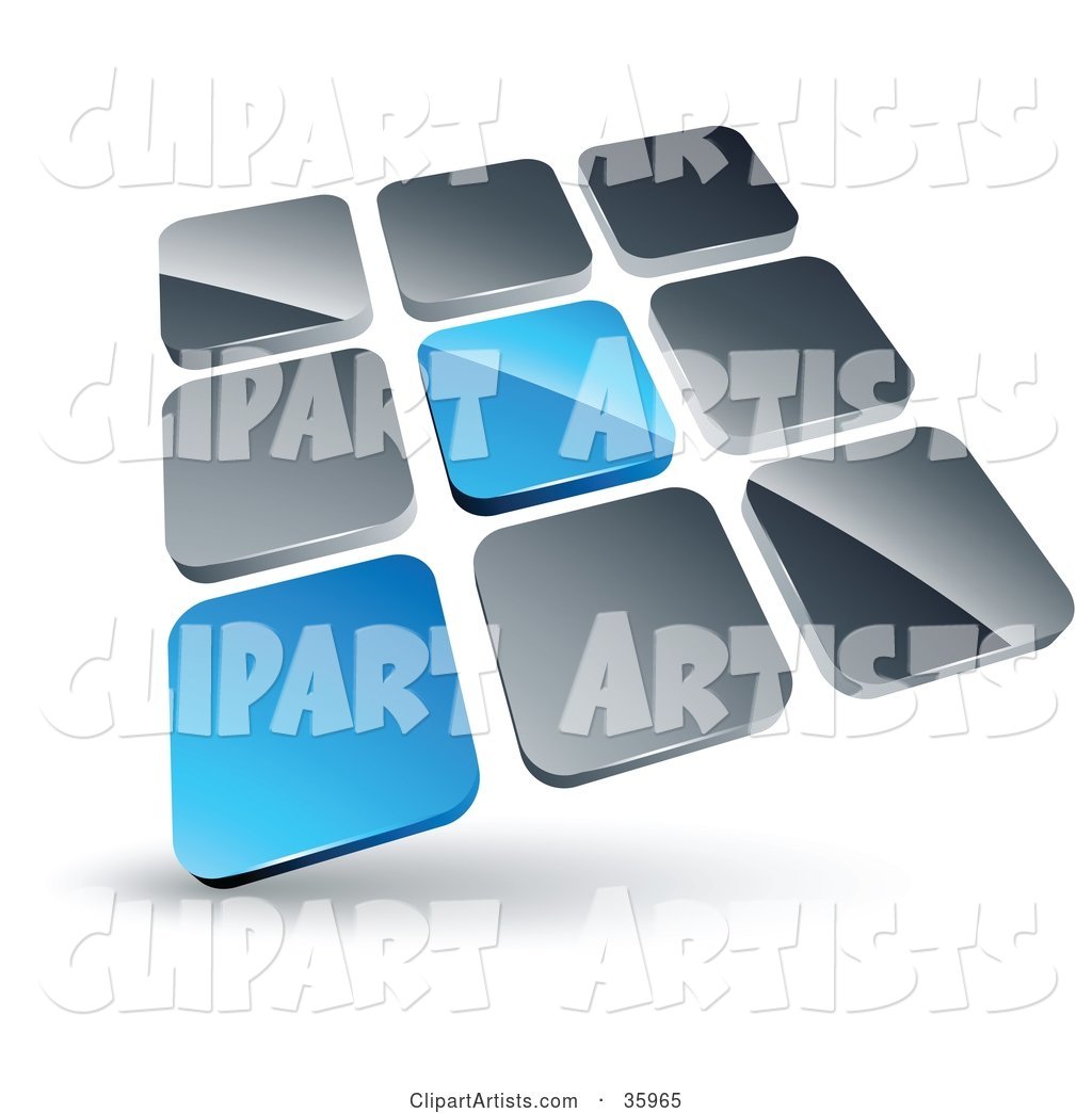 Pre-Made Logo of Two Blue Tiles Standing out from Rows of Silver Tiles
