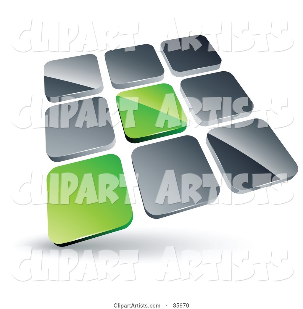 Pre-Made Logo of Two Green Tiles Standing out from Rows of Silver Tiles