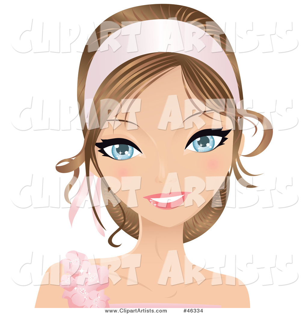 Pretty Woman Wearing a Light Pink Head Band and Floral Accessories