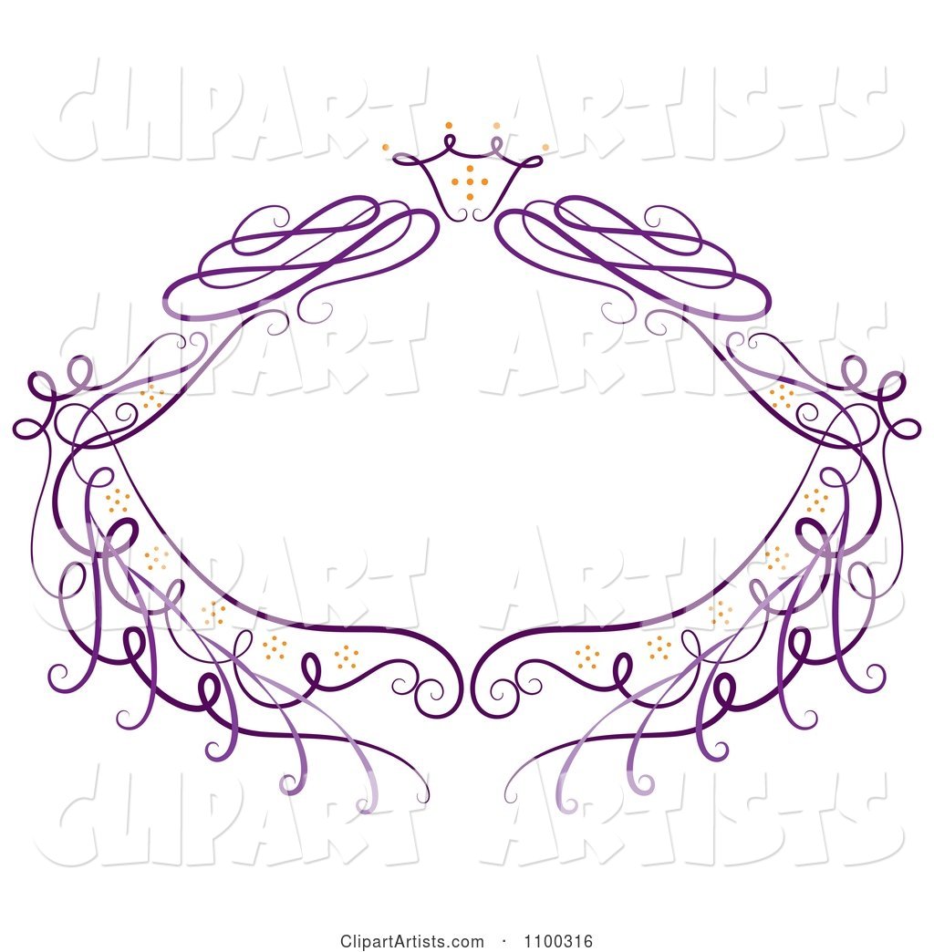 Purple Floral Frame with Sparkles