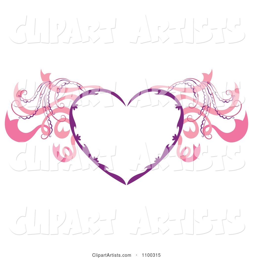 Purple Heart Frame with Pink Wings