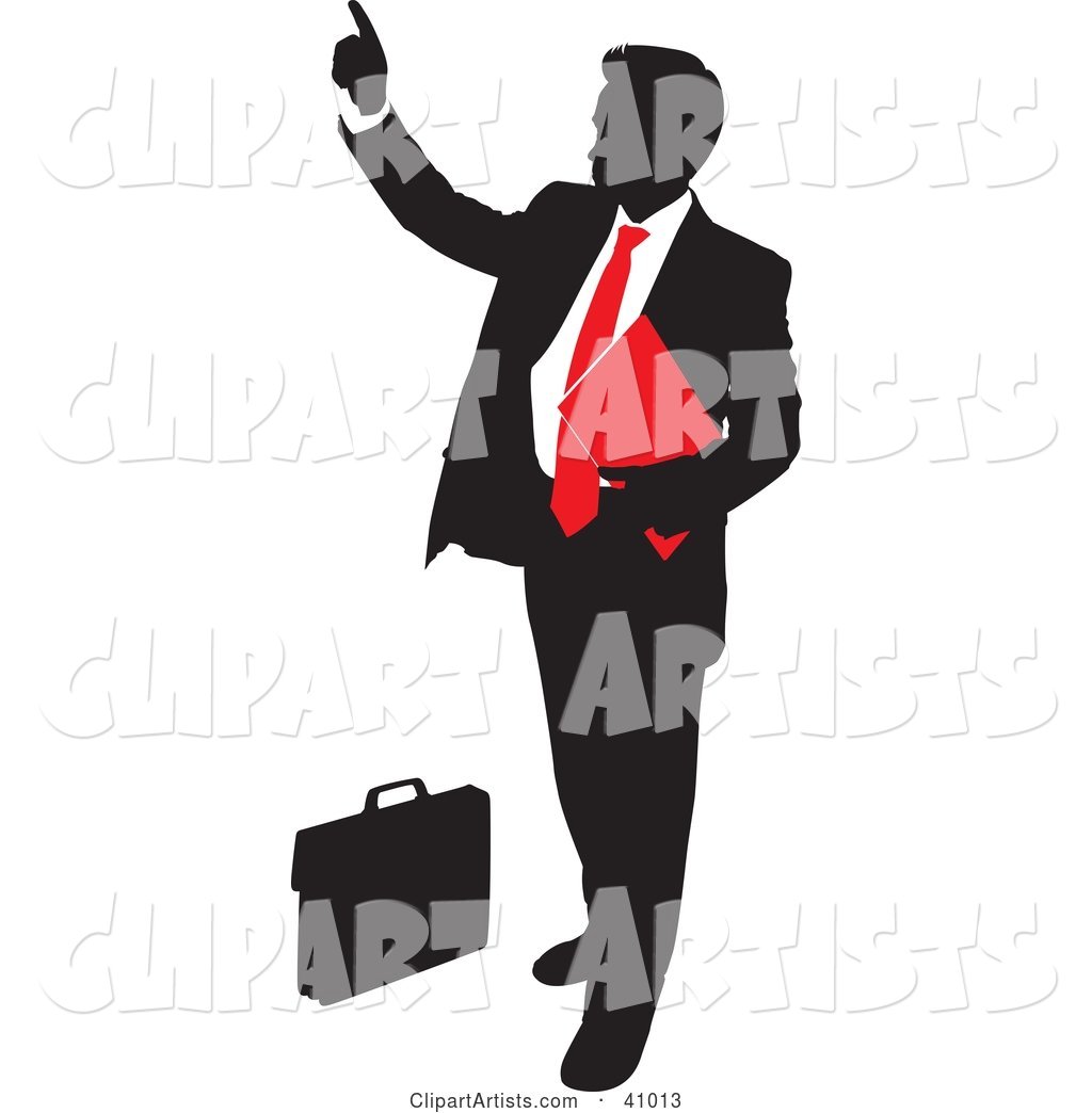 Red and Black Silhouette of a Businessman Pointing