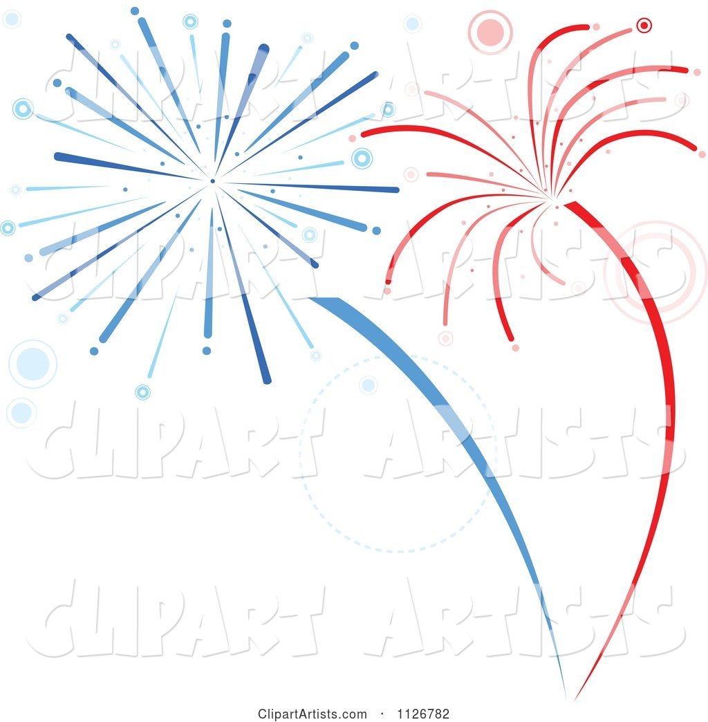 Red and Blue Firework Bursts
