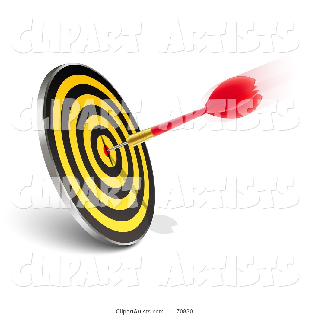 Red and Gold Dart on a Yellow and Black Dartboard Target