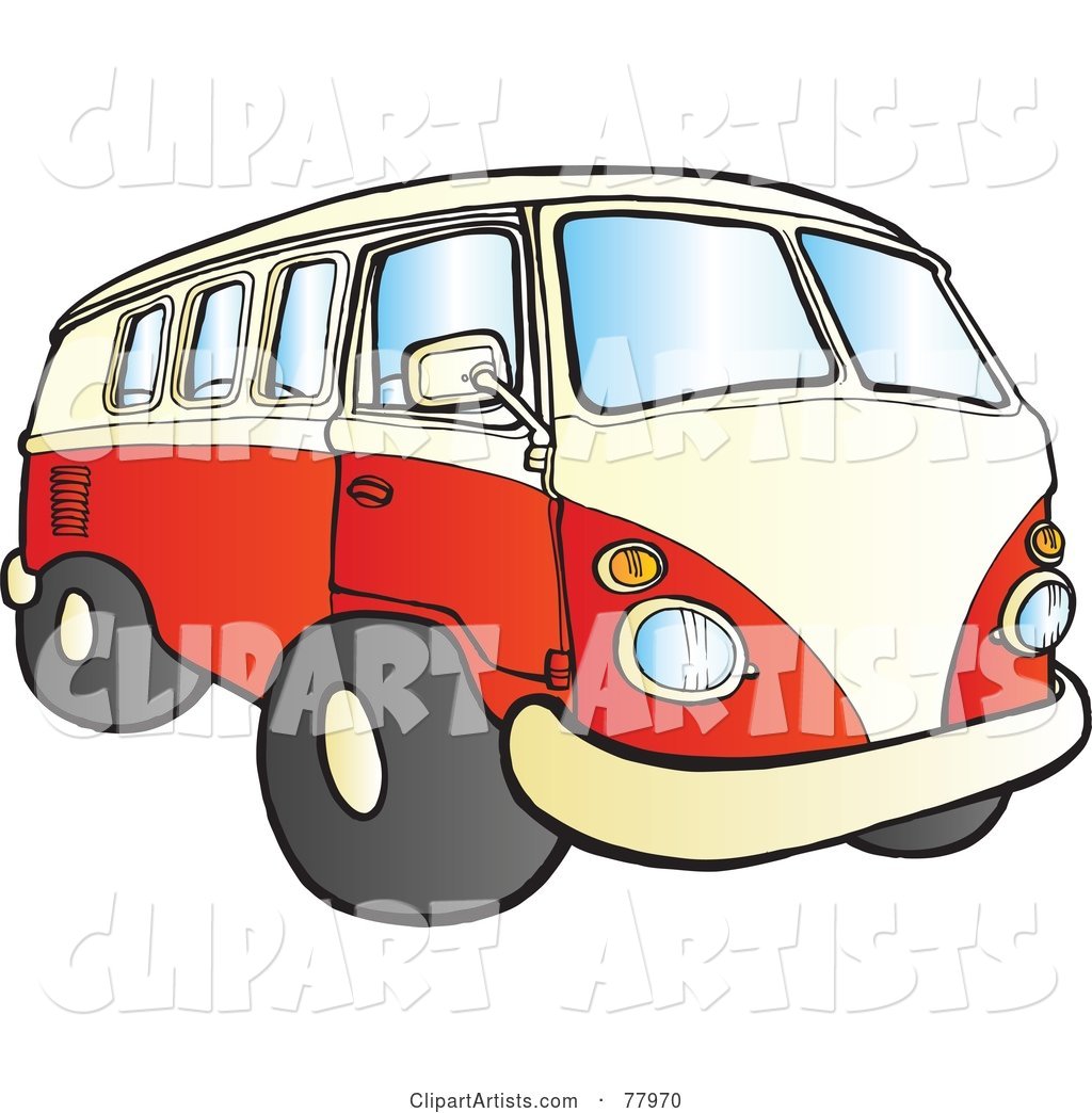 Red and White Hippy Camper Bus