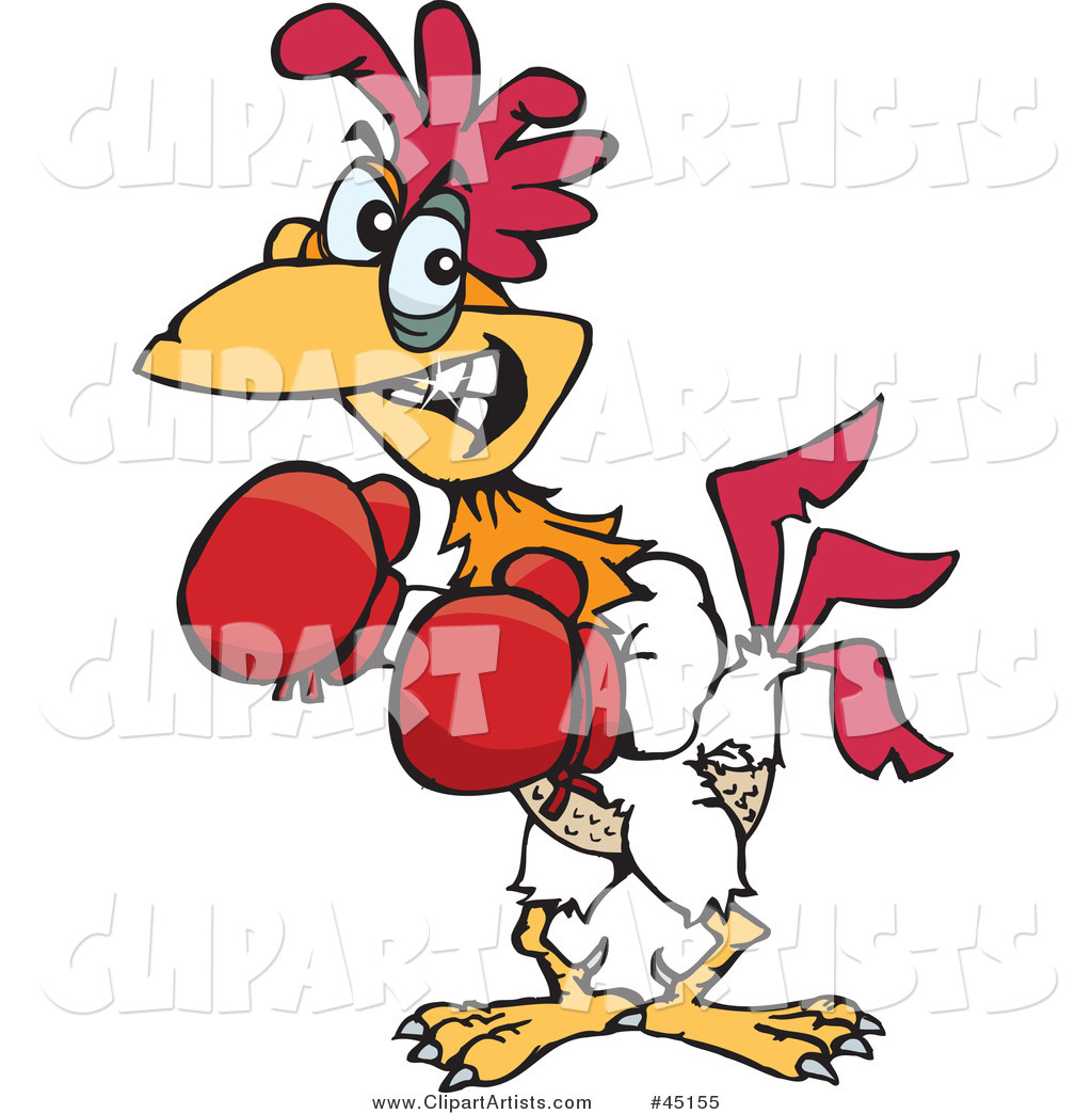 Red and White Rooster Character Boxing