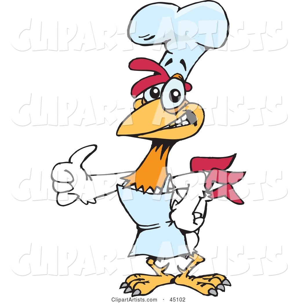 Red and White Rooster Character Chef