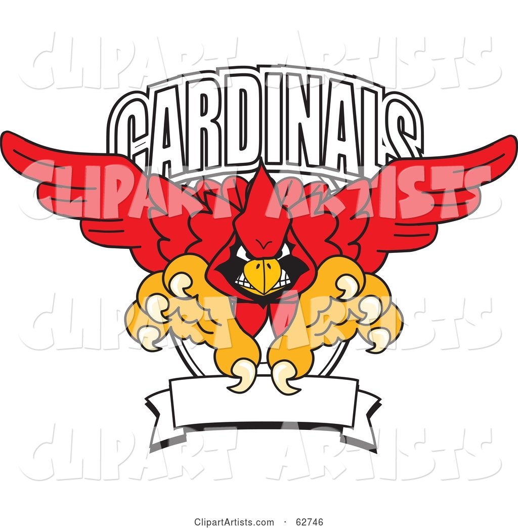 Red Cardinals Character School Mascot Logo
