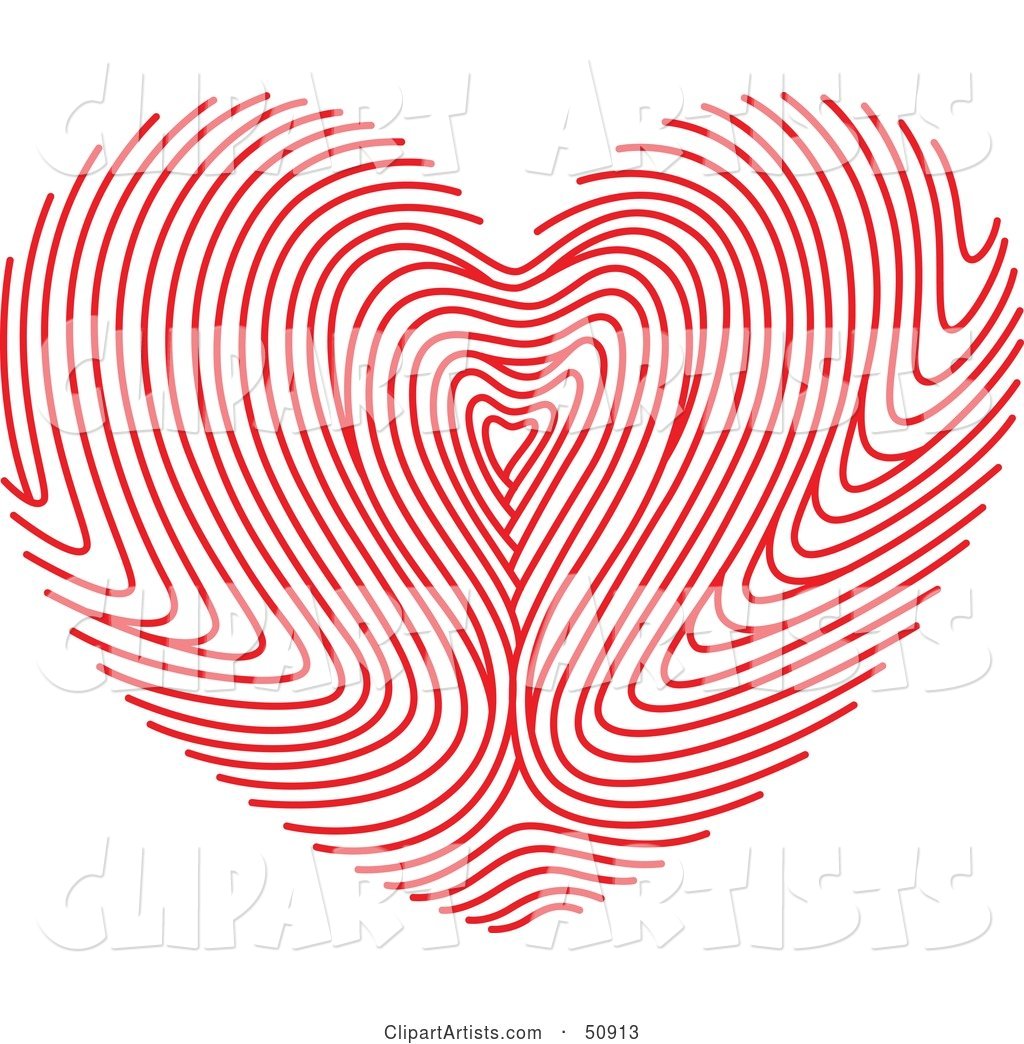 Red Fingerprint Patterned Heart
