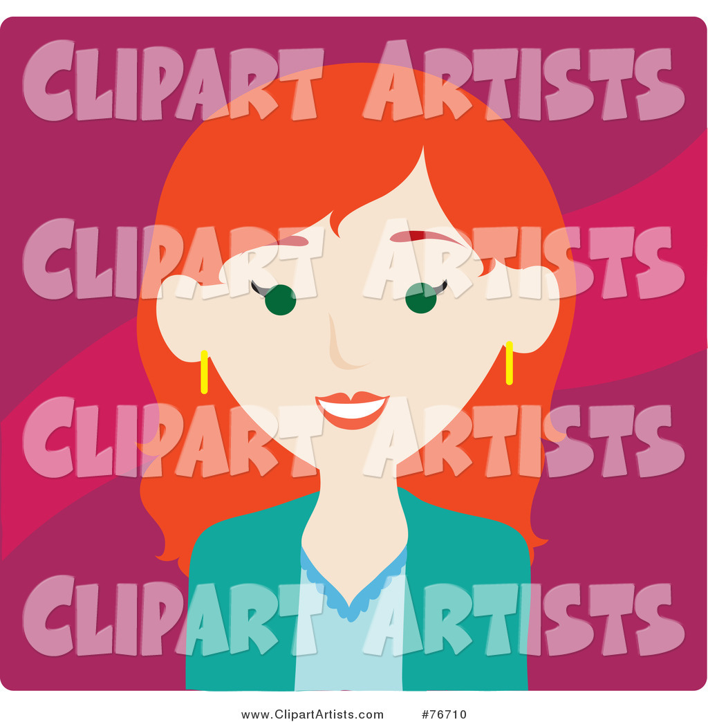 Red Haired Caucasian Woman Avatar on Pink
