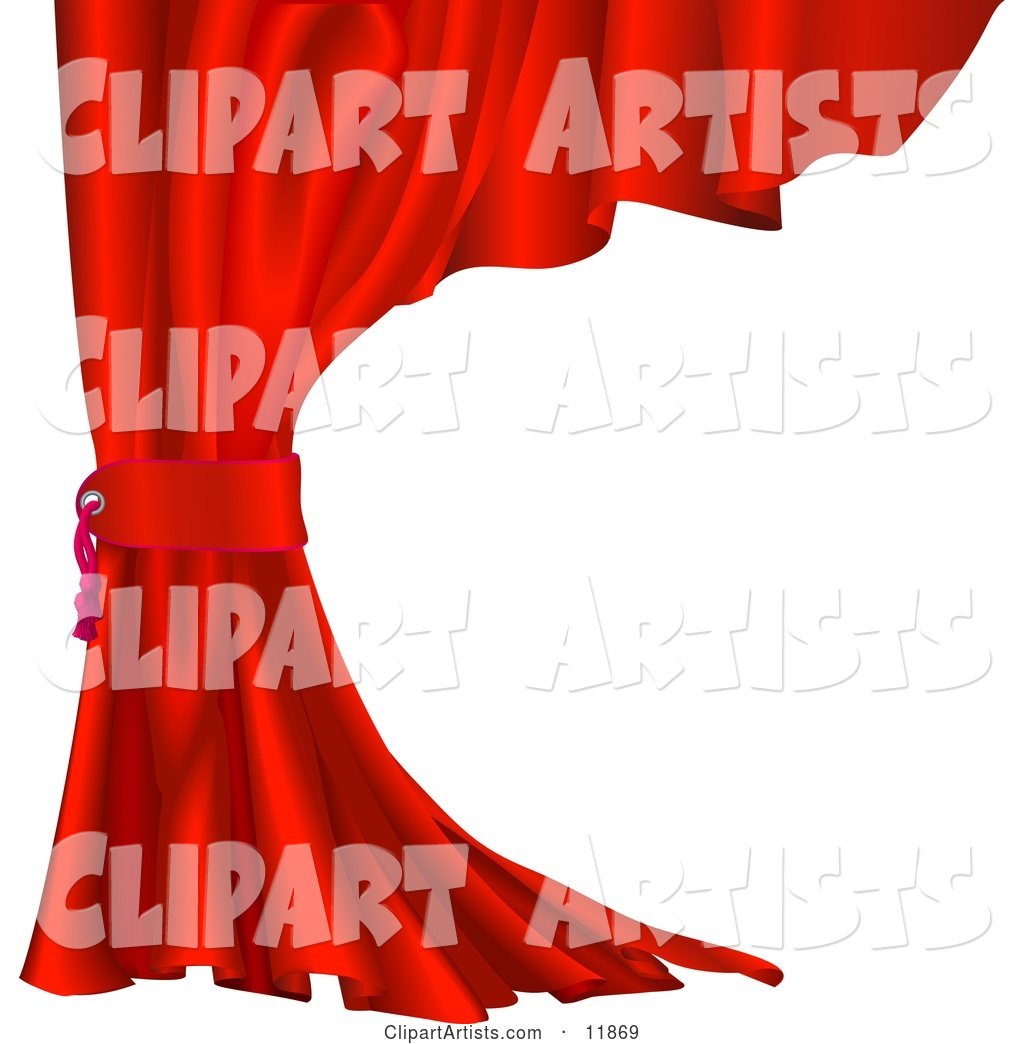 Red Velvet Theater Curtain Tied Back