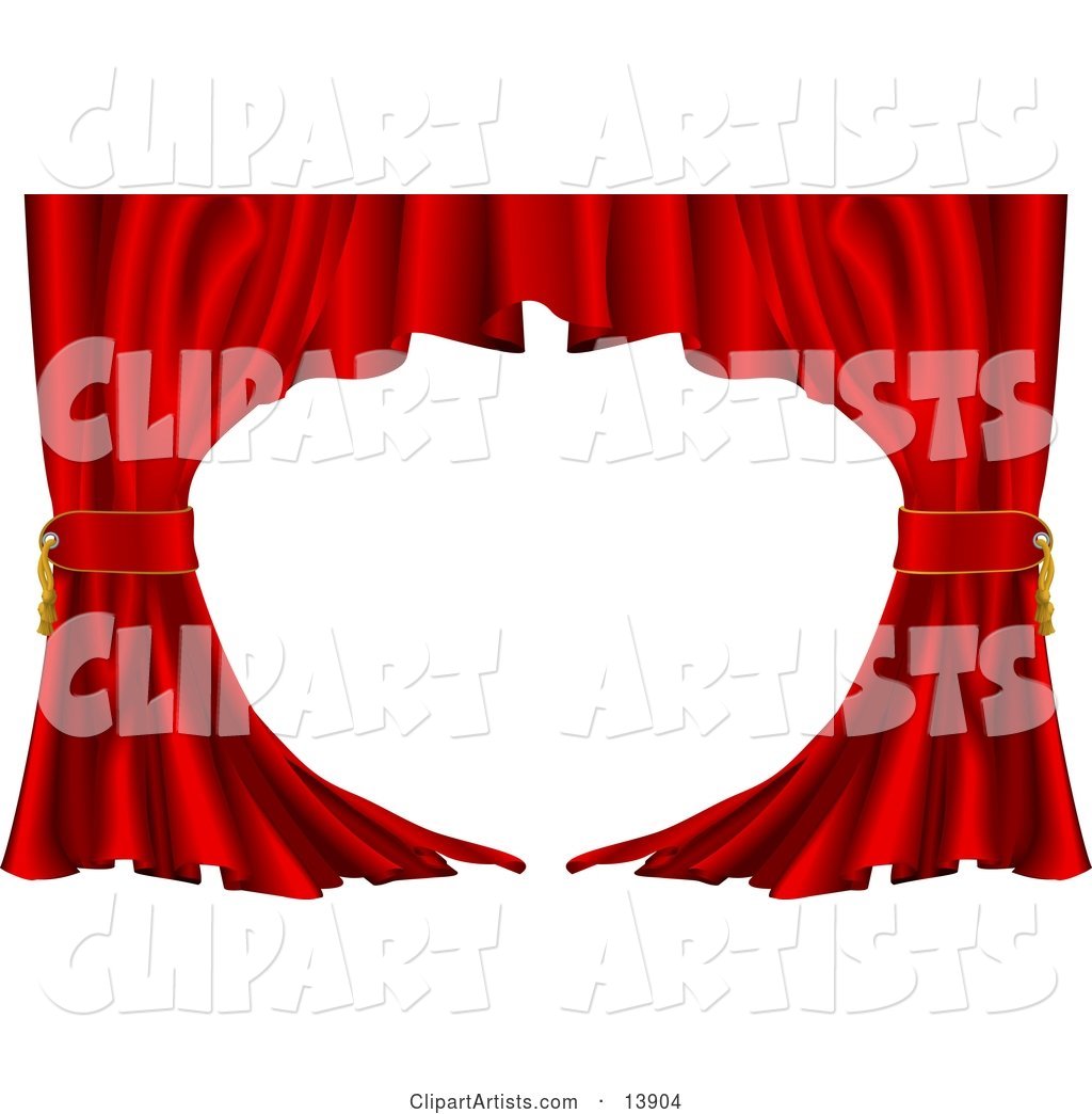 Red Velvet Theatre Curtains Swept to the Side