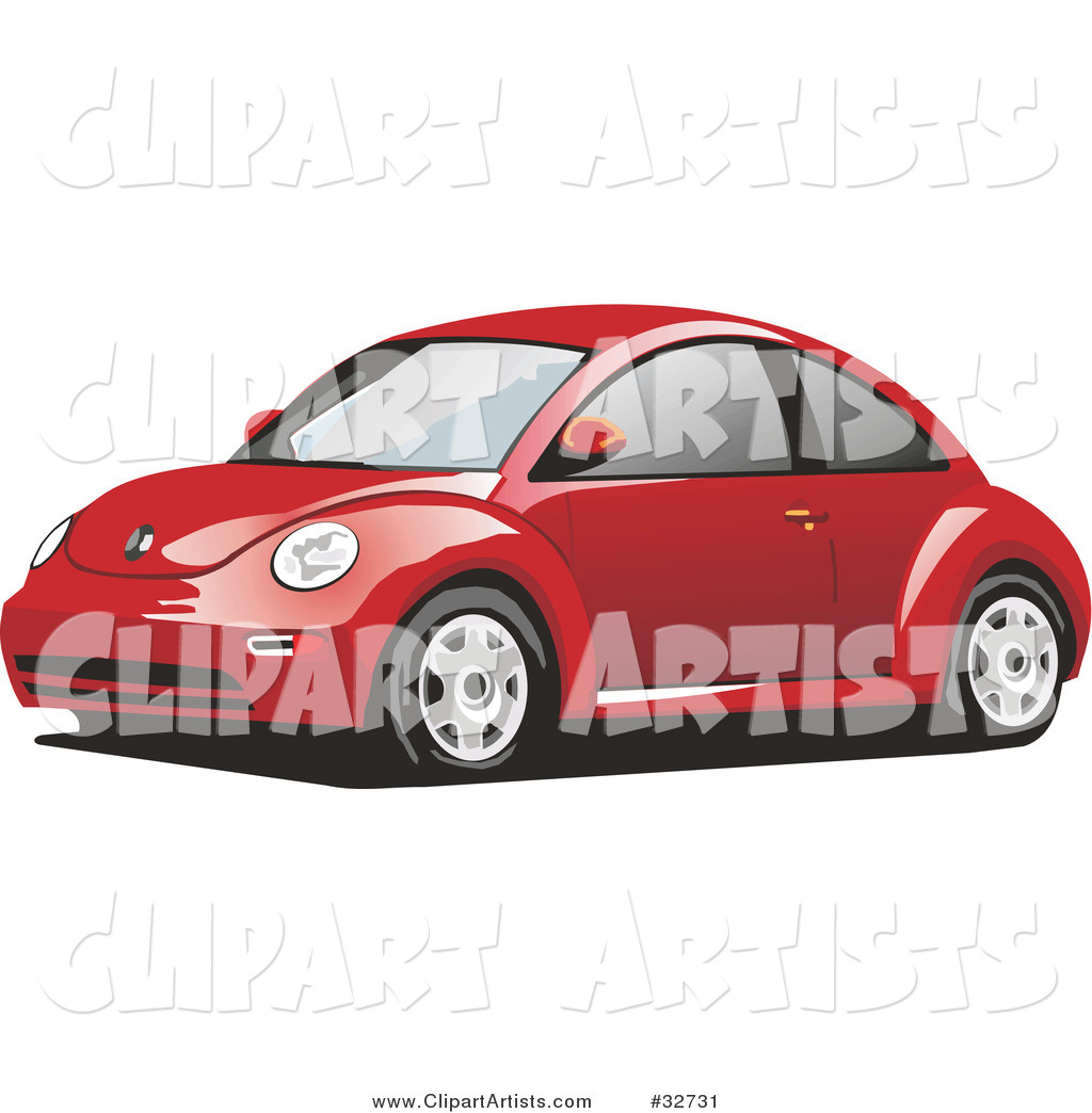 Red Yellow Slug Bug Car with Tinted Windows