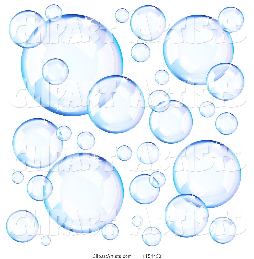 Reflective Blue Soap Bubbles