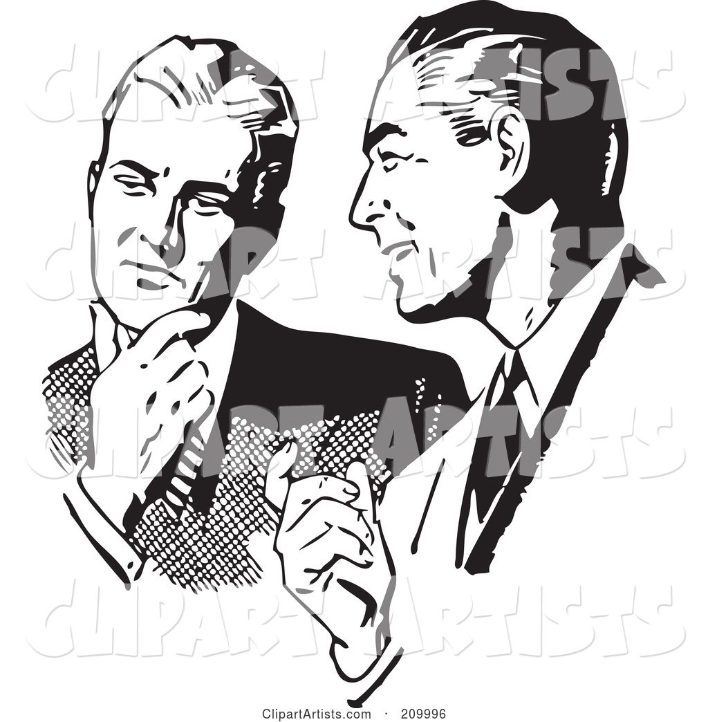 Retro Black and White Businessmen Talking About an Idea