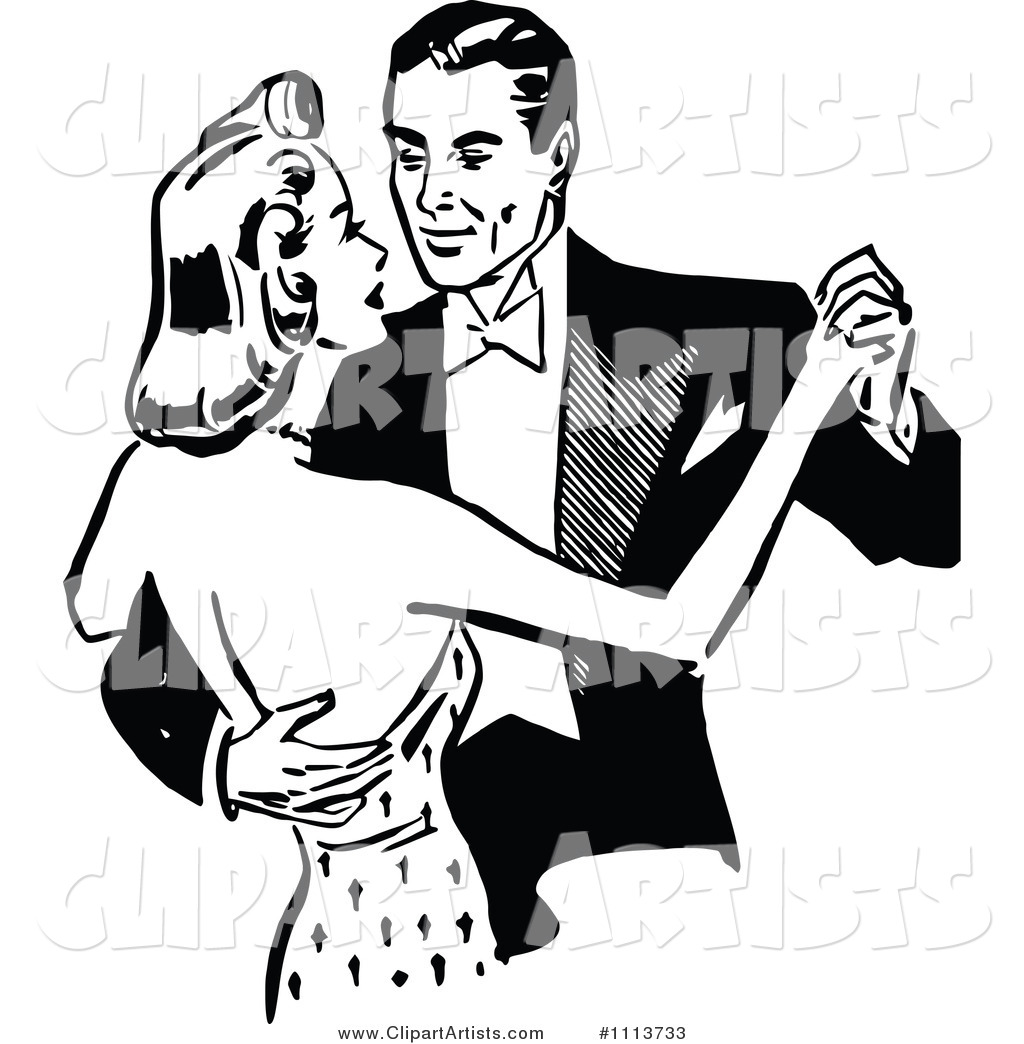 Retro Black and White Couple Dancing Together