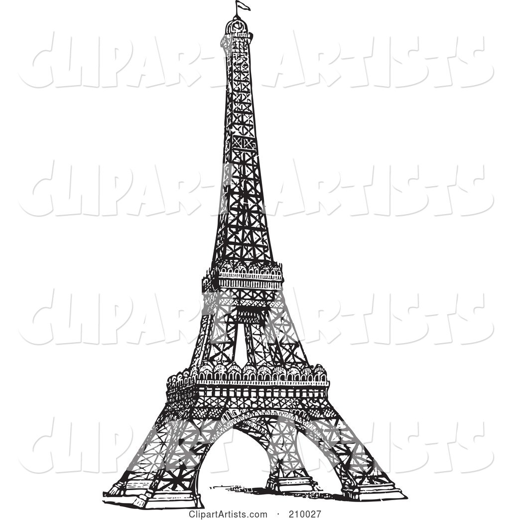 Retro Black and White Styled Eiffel Tower