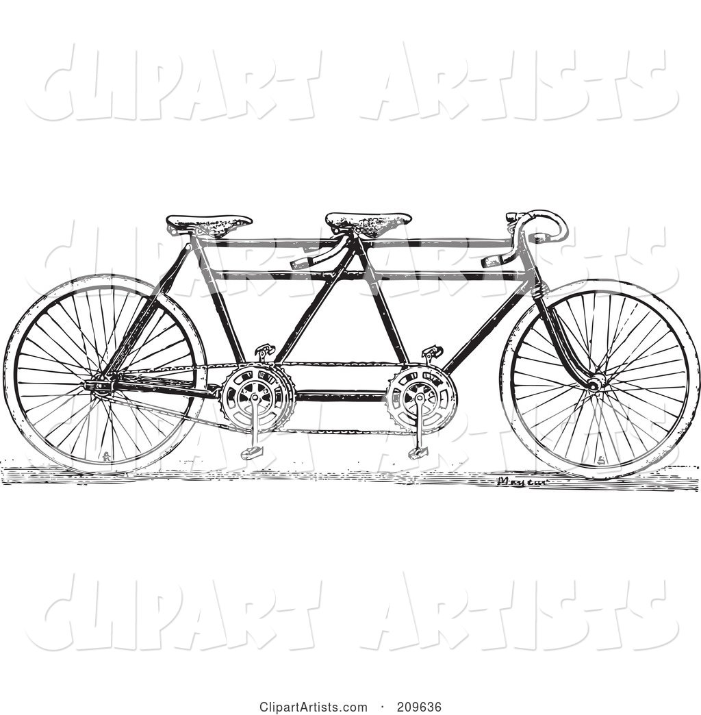Retro Black and White Tandem Bicycle
