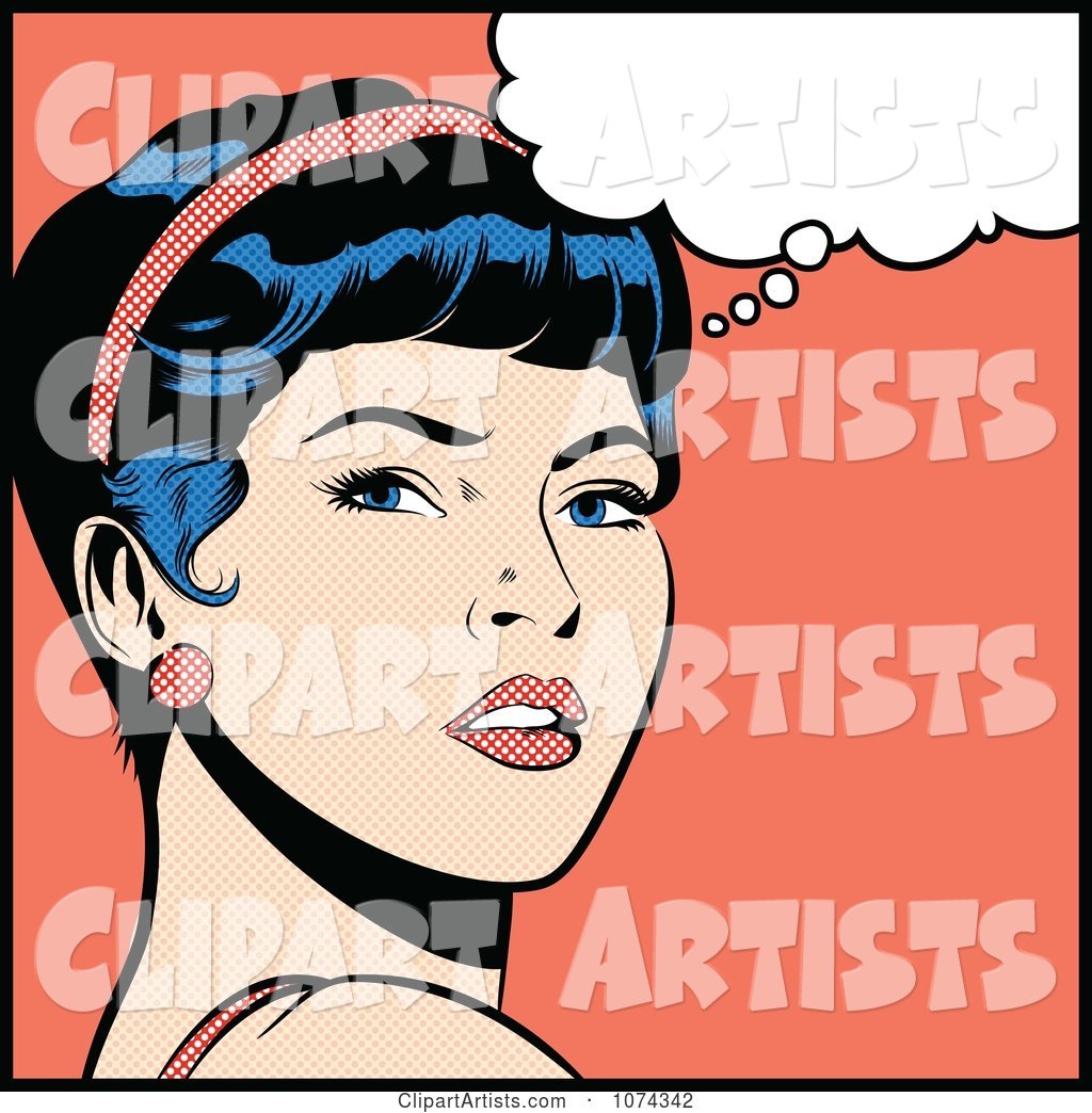 Retro Pop Art Woman in Deep Thought