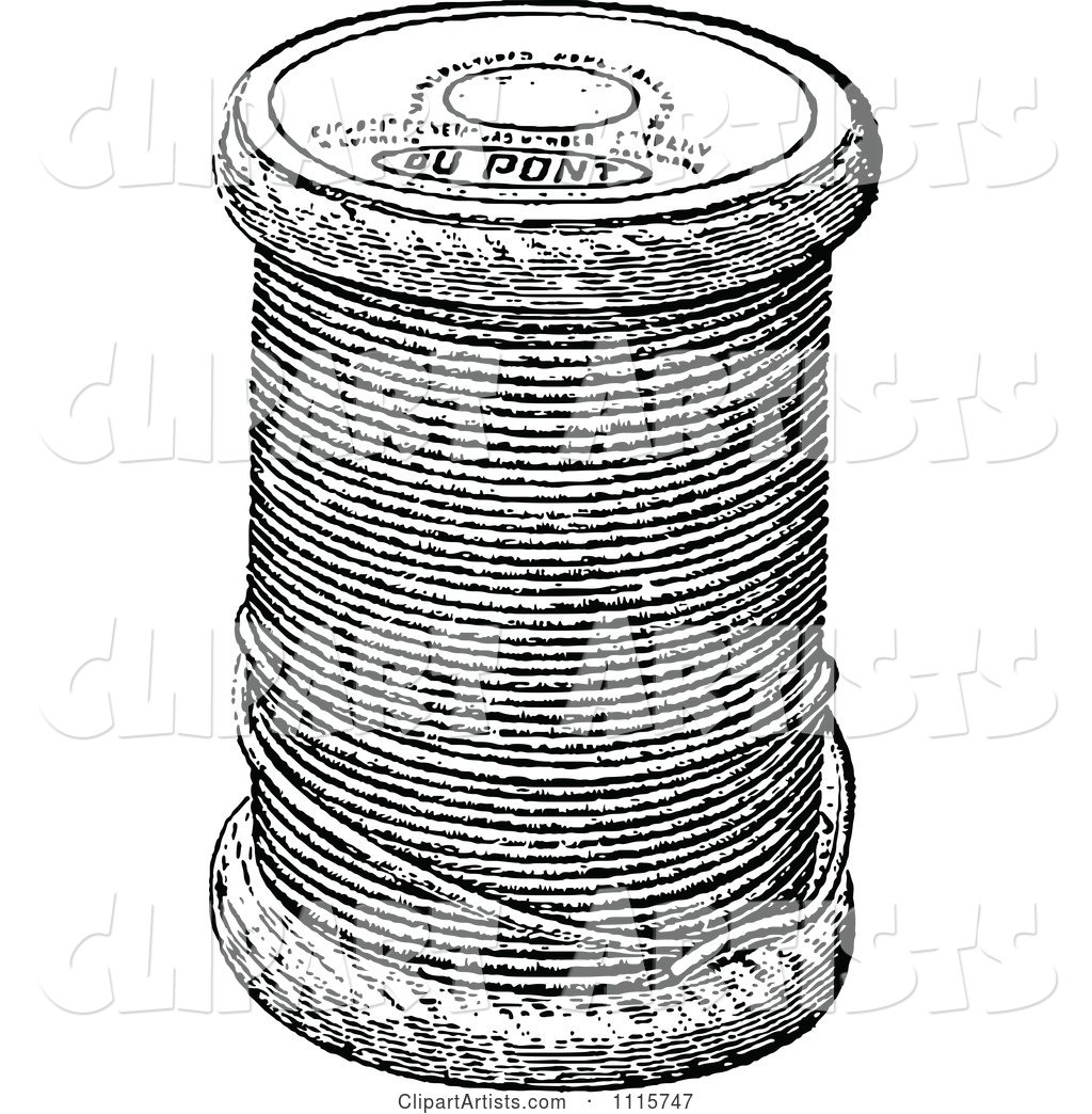 Retro Vintage Black and White Spool of Sewing Thread