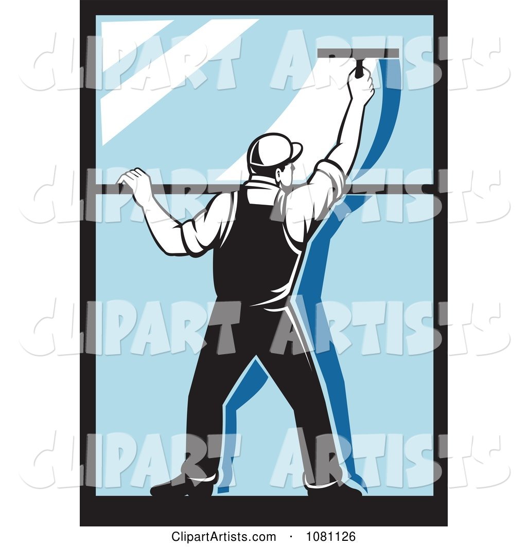 Retro Window Washer Using a Squeegee
