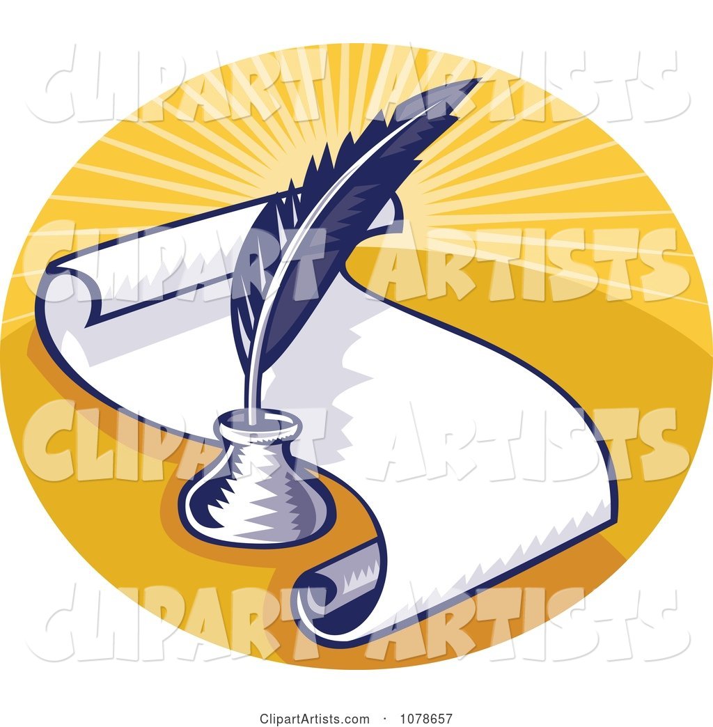 Retro Writing Quill and Scroll Logo