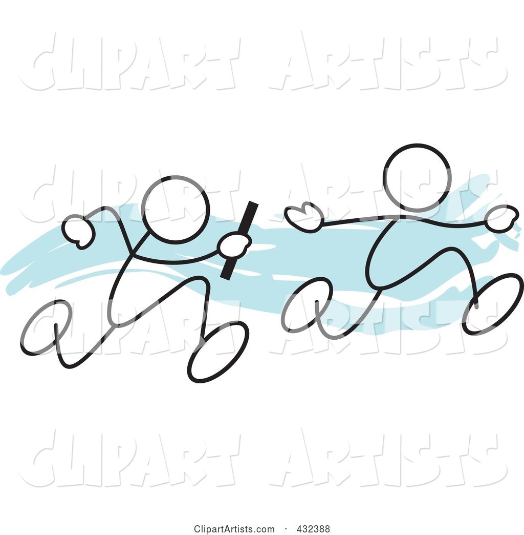 Royalty-Free (RF) Clipart Illustration of Stickler Men Running a Relay Race - 1