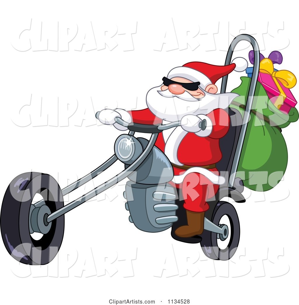 Santa Riding a Chopper Motorcycle