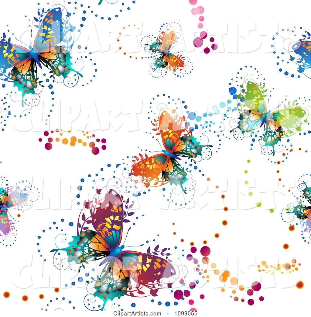 Seamless Colorful Butterfly Background Pattern
