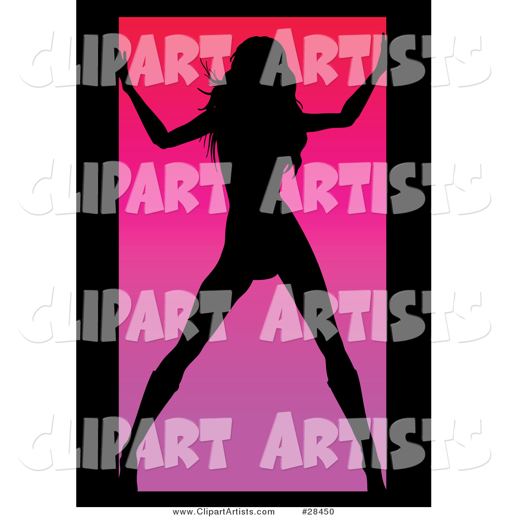 Sexy Black Silhouetted Woman Posing in a Doorway, over a Pink Background