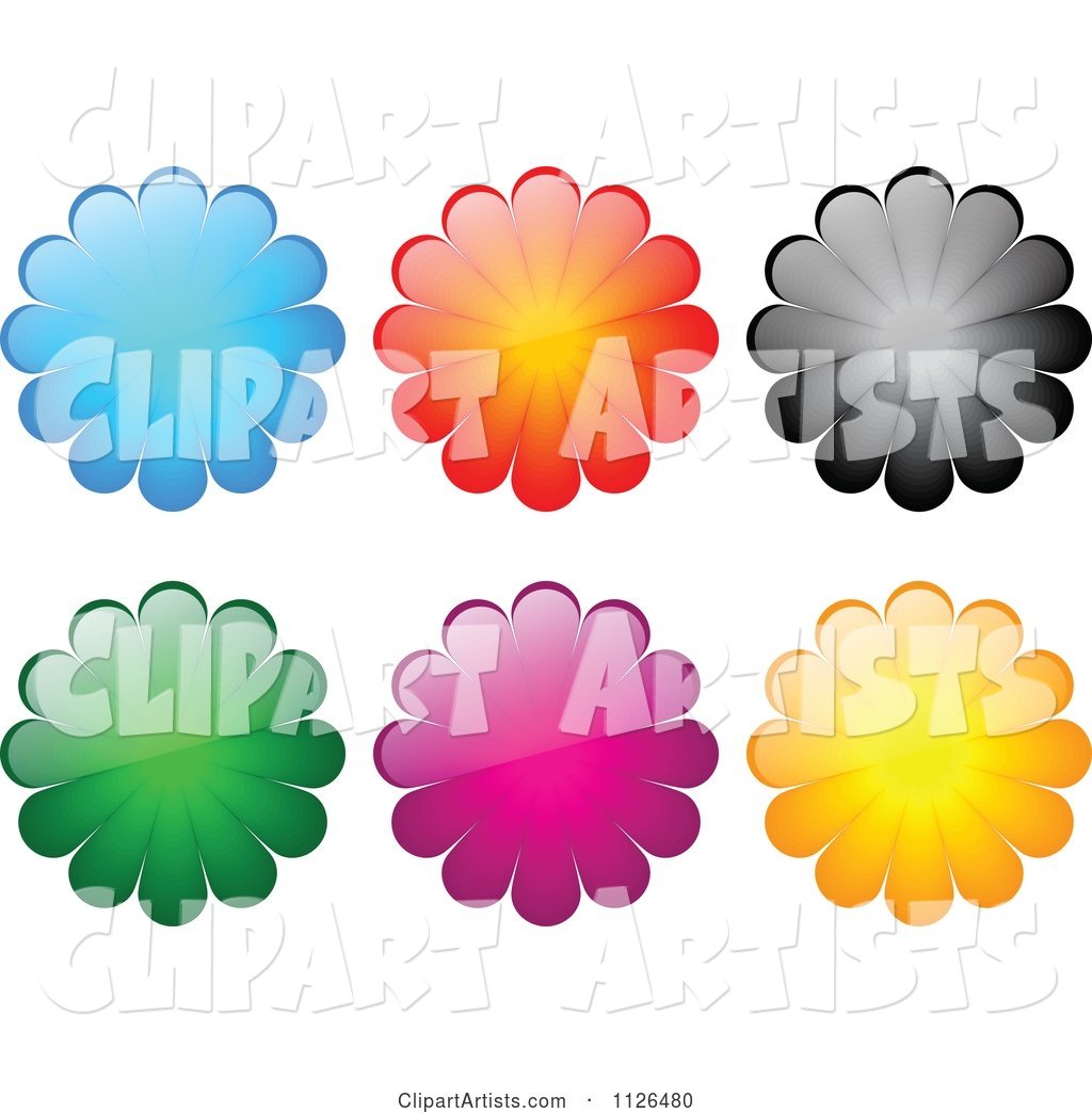 Shiny Colorful Flower Icons