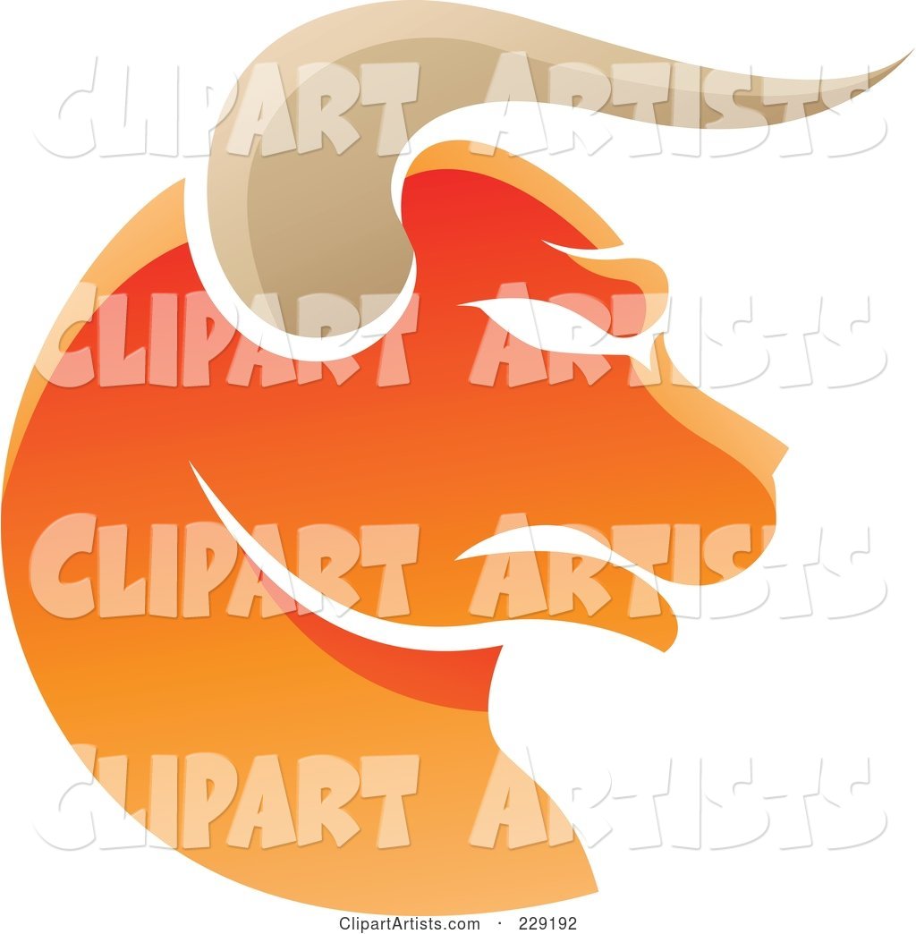 Shiny Orange Taurus Zodiac Logo Icon