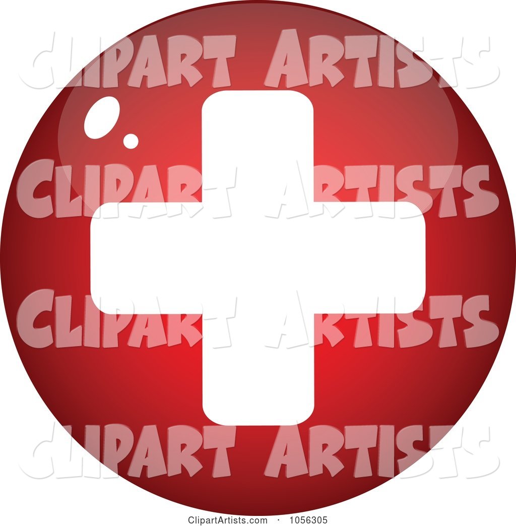 Shiny Red and White Medical Cross Circle