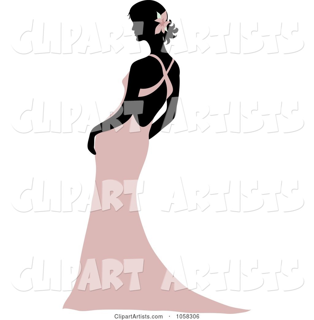 Silhouetted Bride Leaning in a Pink Gown