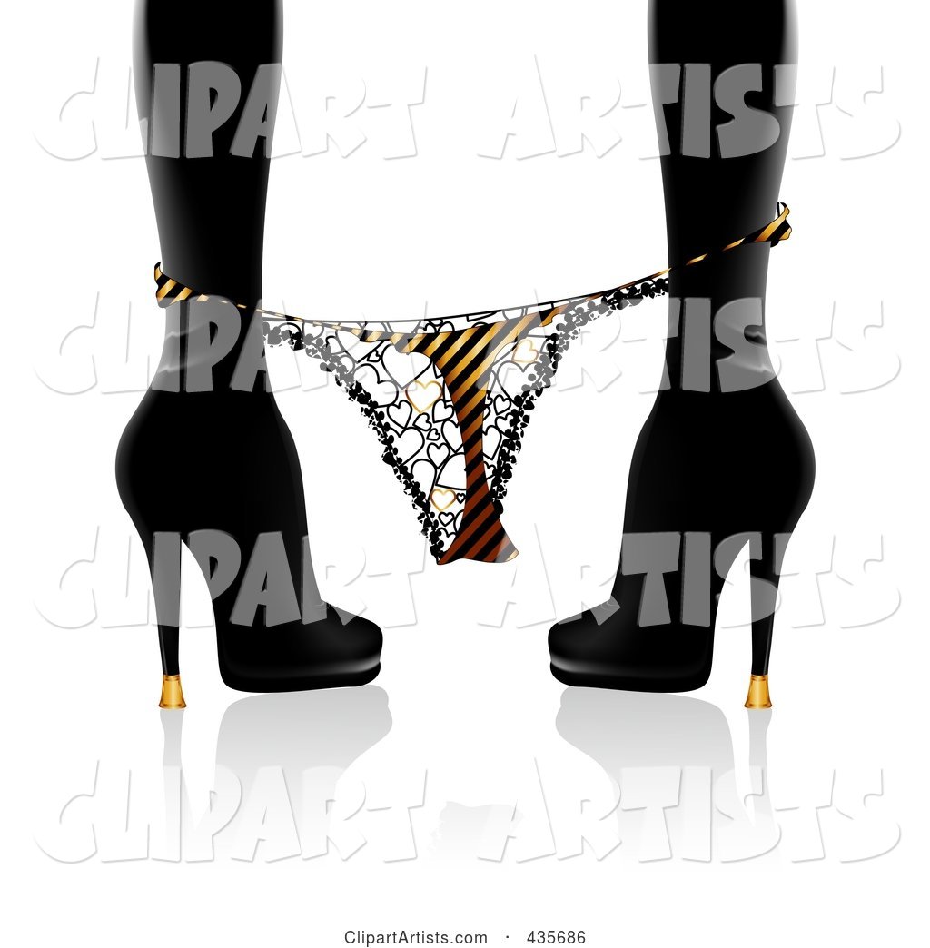 Silhouetted Woman in Heels, Her Thong Panties at Her Ankles