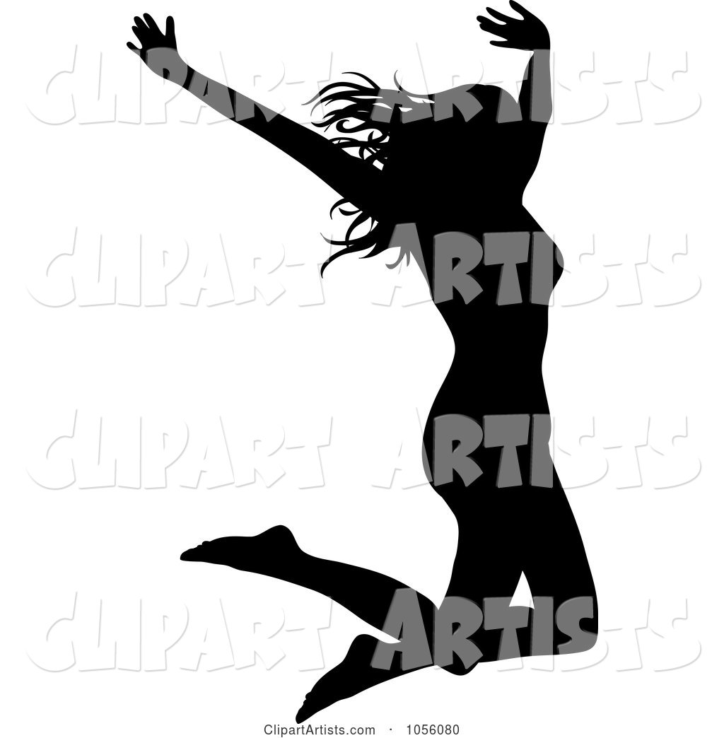 Silhouetted Woman Jumping