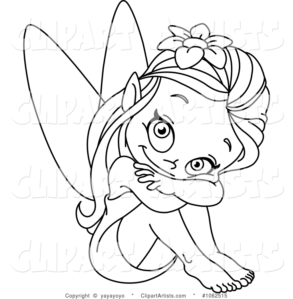 Sitting Fairy Outline